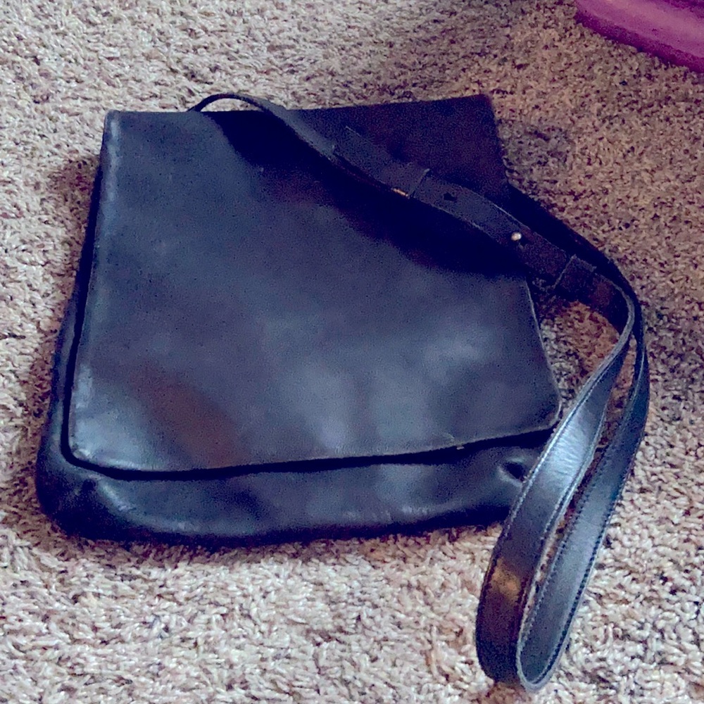Soft black leather coach crossbody